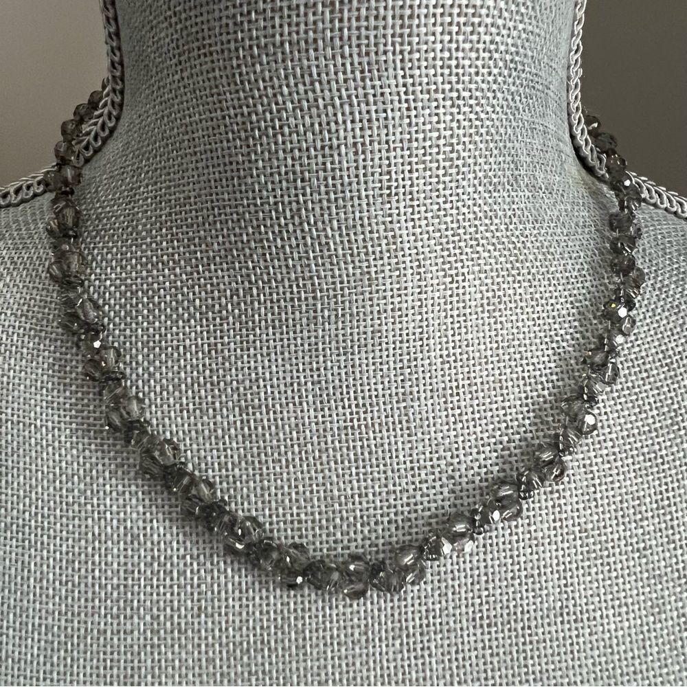 Vintage Patricia Locke Swarovski Crystal Necklace Woven Silver Chain